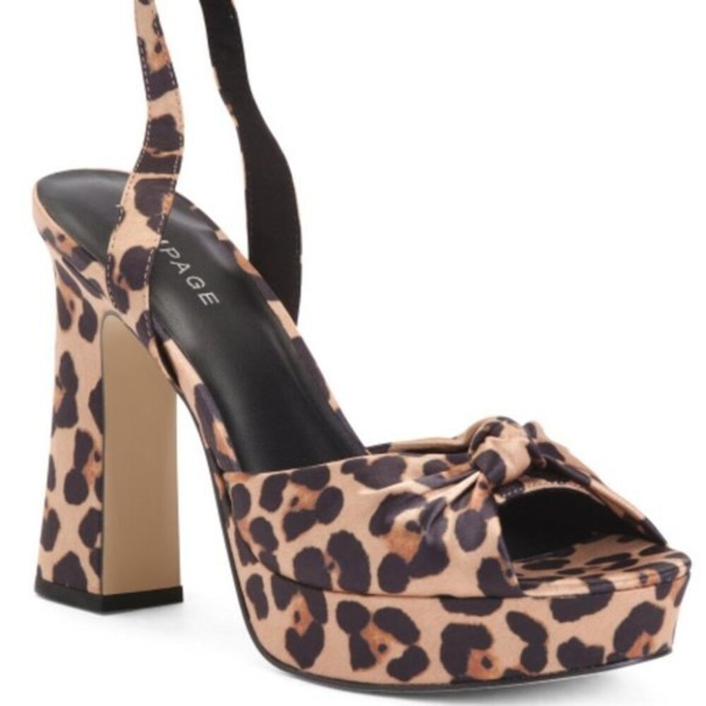 Rampage Womens 9M Leopard Print Platform Heels Ankle Strap Mob Wife A